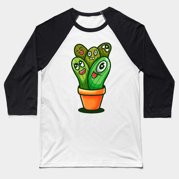 Doodle cactus cartoon Baseball T-Shirt by Dzulhan